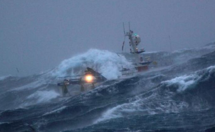 This isn't a photo of my ship but it's a similar boat and very much what the conditions we faced.