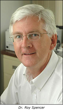 Roy W. Spencer received his Ph.D. in meteorology at the University of Wisconsin-Madison in 1981. Before becoming a Principal Research Scientist at the University of Alabama in Huntsville in 2001, he was a Senior Scientist for Climate Studies at NASA’s Marshall Space Flight Center, where he and Dr. John Christy received NASA’s Exceptional Scientific Achievement Medal 