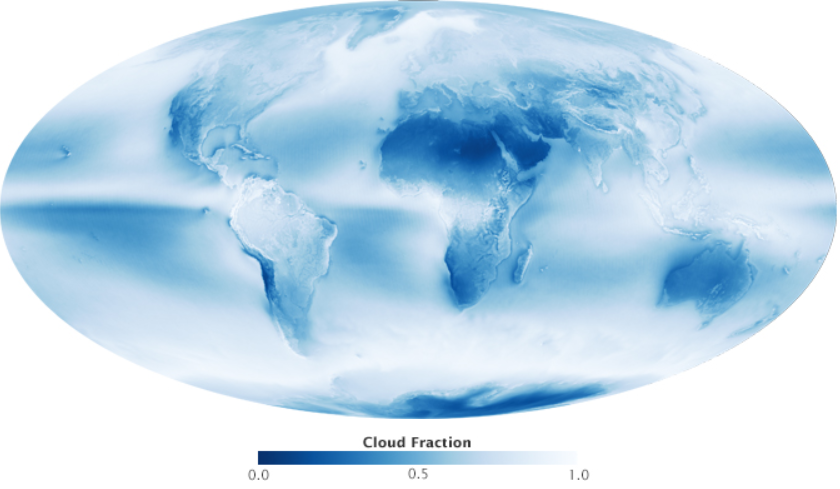 Global cloud cover 2011-2015